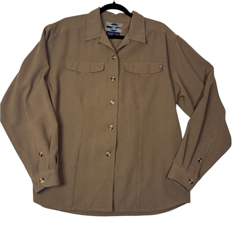 Ex Officio Travelwear Women’s Button Down Shirt‎ Beige Long Sleeve Size 14/16